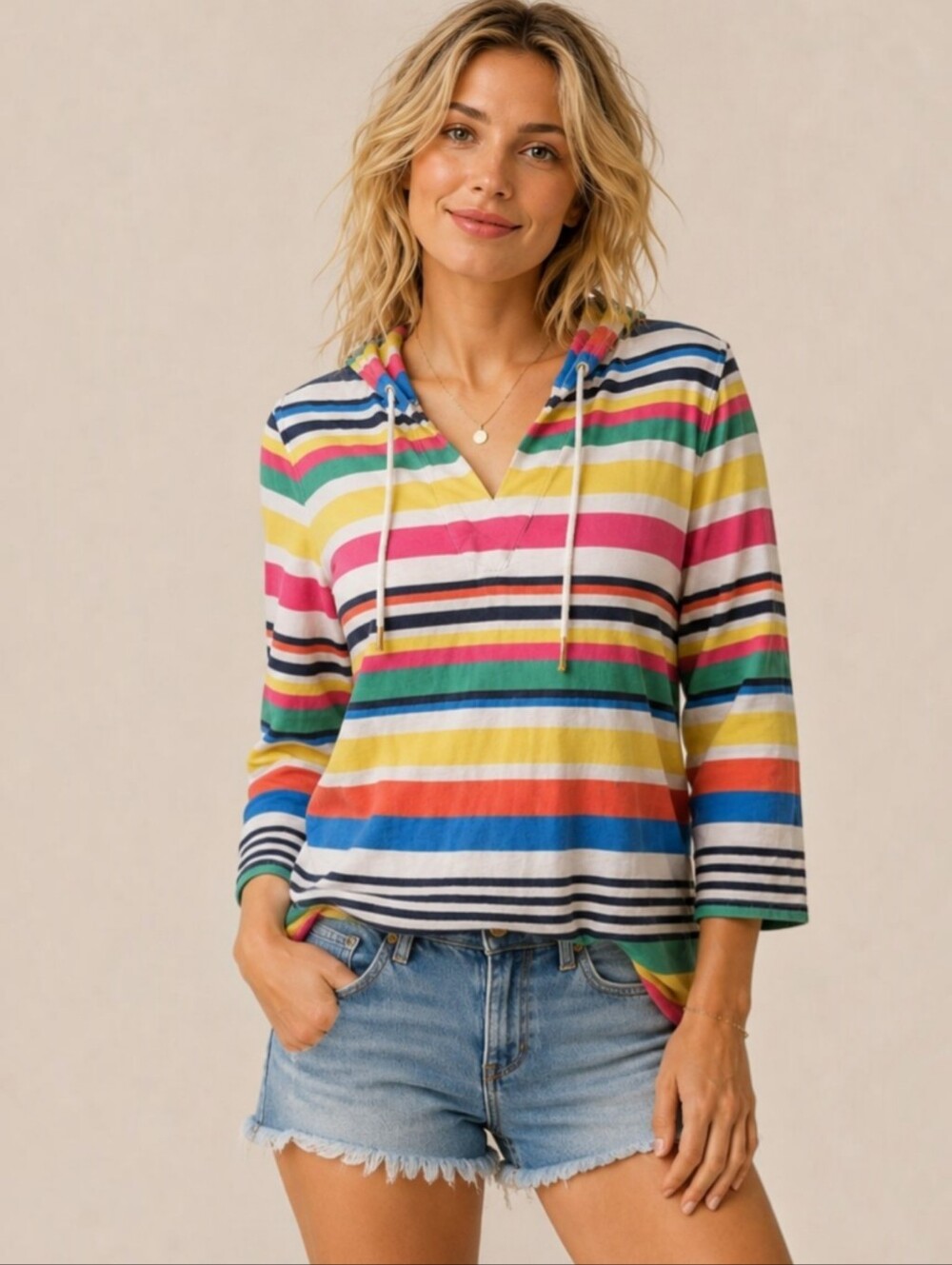 Westbound from Macys Rainbow Stripe Hoodie Top Medium